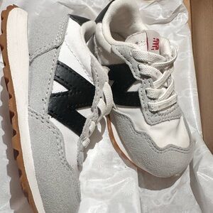 New Balance Kids White and Gray Sneakers
